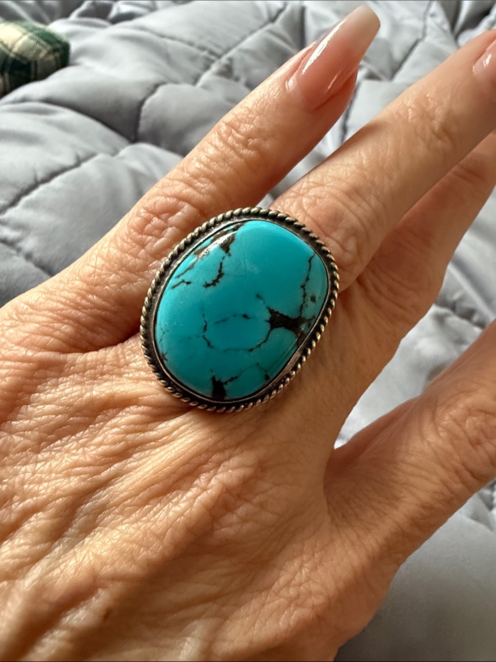 KINGMAN Turquoise Sterling Silver Vintage Navajo